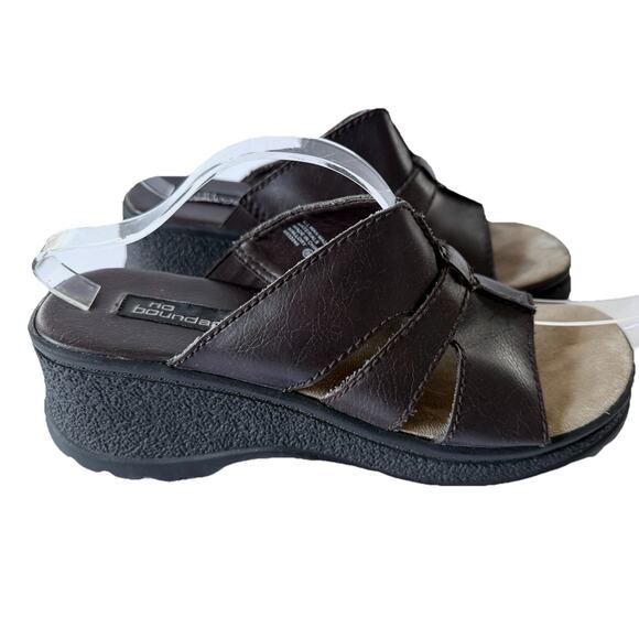 Vtg Y2k No Boundaries Chunky Platform Slip On Sandals Women’s Sz 10.5 Brown READ - Picture 1 of 11